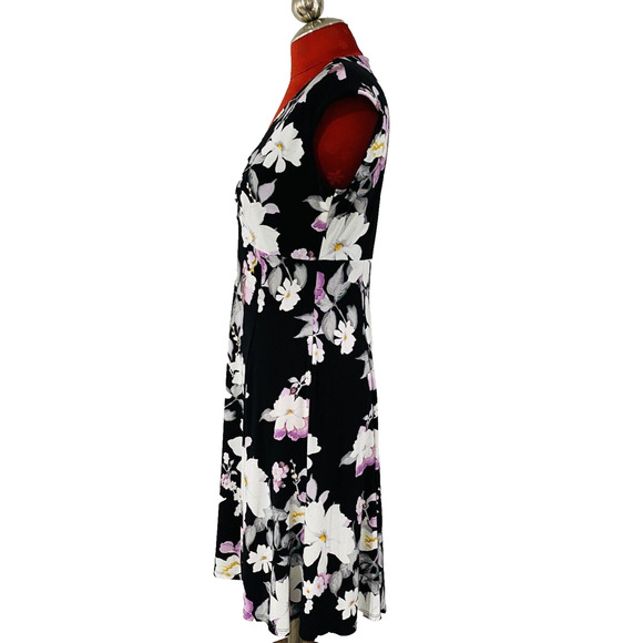 Chaps M casual dress pullover sleeveless v-neck purple & white floral springtime - Picture 5 of 7